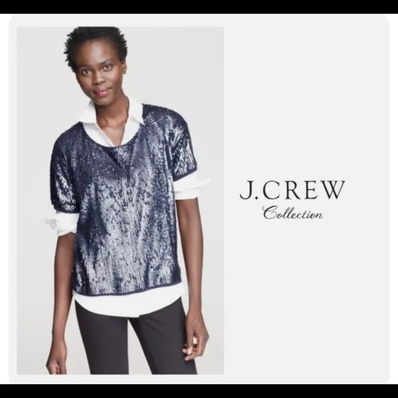 J Crew Collection Navy sequin slouchy blouse. - Picture 5 of 5